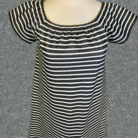 Madewell ‘Striped Melody Off-The-Shoulder Mini Dress’ in Black & White Size S - Picture 7 of 14